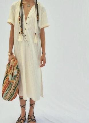 Zara-невероятное хлопковое платье туника, р.-l