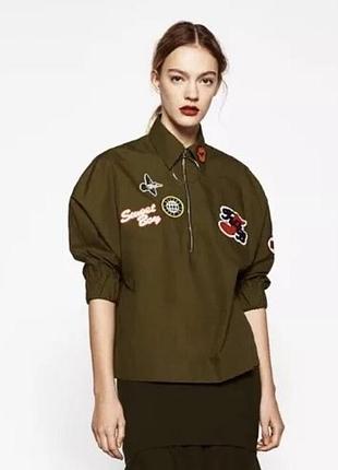 Рубашка хаки на замочке от zara s