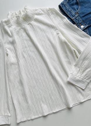 Белый молочный лонгслив гольф shein водолазка базовая блуза жатка рубашка