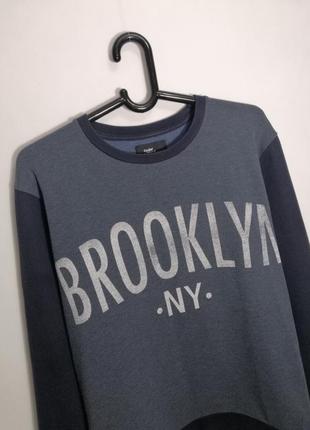 Лонгслив з написом brooklyn new york кофта чоловічий светр синього кольору cedarwood state m2 фото