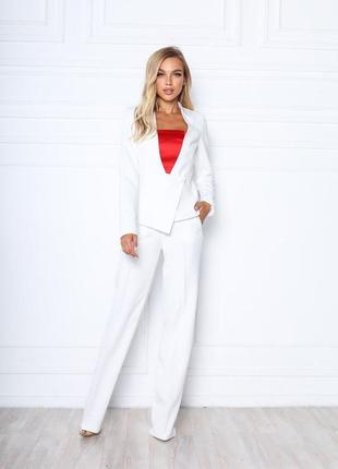 Брючный костюм женский деловой классический повседневный базовый черный красный белый лиловый зеленый весенний на весну демисезонный