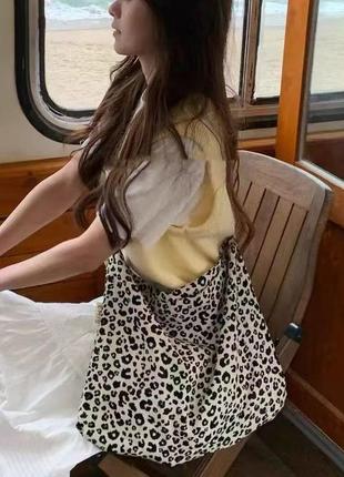 Сумка ткань с леопардовым принтом