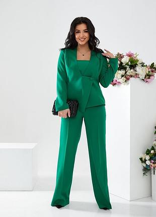 Брючный костюм женский деловой классический повседневный базовый черный красный белый лиловый зеленый весенний на весну демисезонный