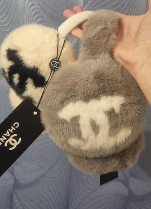 Меховые наушники повязка на голову в стиле chanel Pochette-ceinture меховое наушники шаннель1 фото