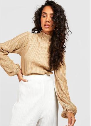 Boohoo новый плиссированный боди с открытой спиной