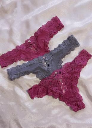 Трусики стрінги з мереживом, оригінал вікторія сікрет victoria’s secret