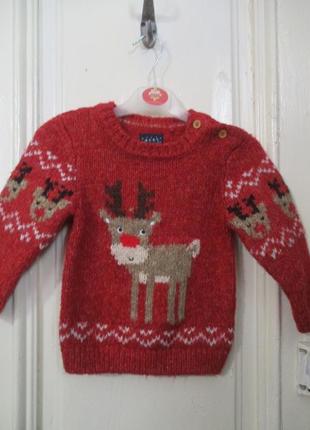 Свитер новогодний.12-18 мес.рост 86см