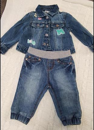 Джинсовый костюм 3-6м