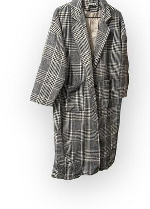 Жіноче пальто over size в клітинку.