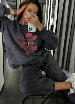‼️стильный женский костюм свитшот плюс штаны джоггеры,!!️не кошлатиться ‼️