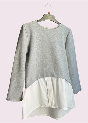 Свитшот цельный кофта с рубашкой