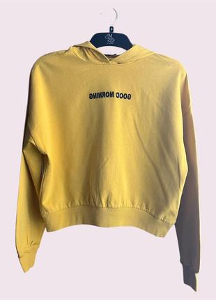 Худи женское флис желтое с капюшоном