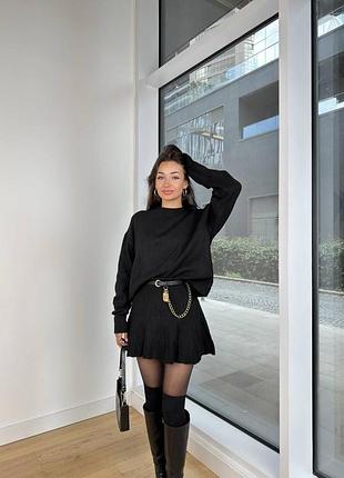 Женский костюм свитер оверсайз короткая юбка