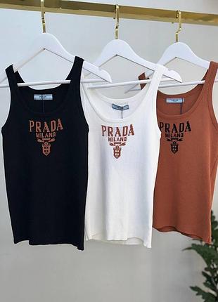 Брендовая женская майка в рубчик