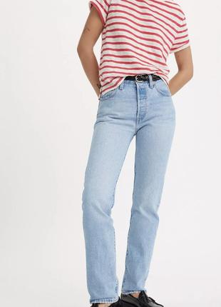 Базові прямі світлі блакитні сині джинси levi's premium 501 висока посадка талія джинси levi's