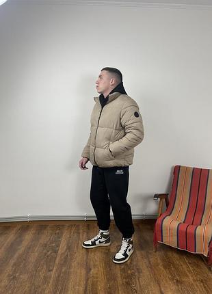 Бежевий дутий пуховик lc waikikicasual, пуфер, кавовий, коричневий, теплий, на підкладці, фліс