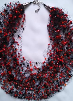 Кольє воздушка в червоно-чорних кольорах