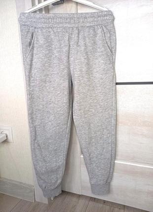 Теплі демісезонні осінні весняні спортивні сірі штани з начьосом на флісі f&f для хлопчика 8-9 років