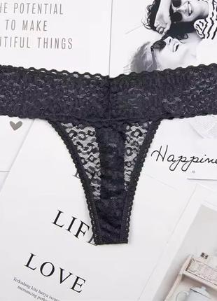 Кружевные гладкие однотонные черные трусики стринги бикини xs s m