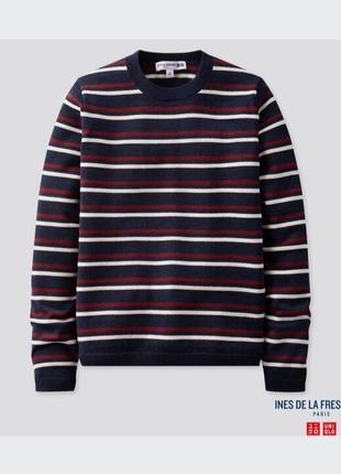 Шерстяной джемпер в полоску от uniqlo+ines de la fressange