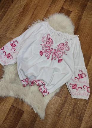 Вишиванка блуза сорочка вишивка котон об'ємна l/xl(18)