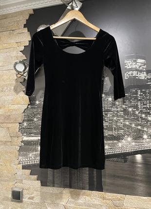 Платье мини черная бархатная orsay 2