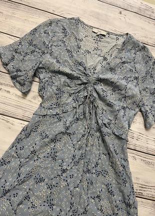 Платье голубое цветочное принт 12т