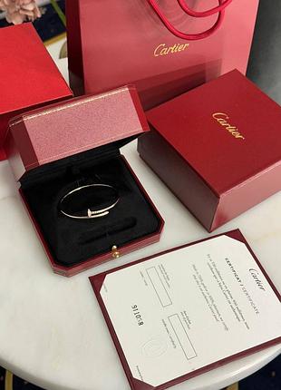 Серебряный в позолоте браслет тонкий гвоздик в стиле cartier с камушками