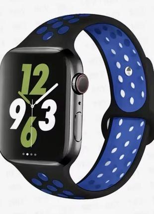 Ремінець apple watch 42/44/45/49 мм (чорно-синій) s