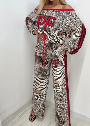 Мега стильный костюм турция люкс качество, леопардовый принт.