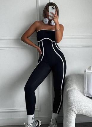 Комбінезон жіночий чорно білий якісний стильний трендовий