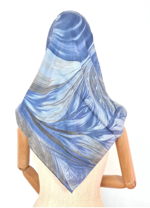 Платок женский шерстяной среднего размера цвет голубой серый