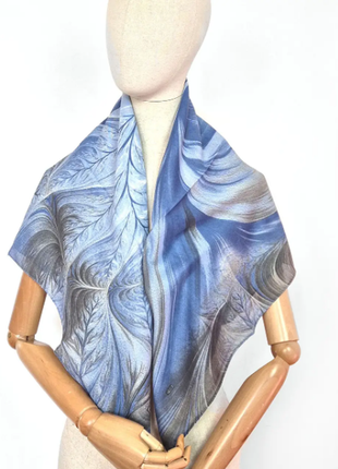 Платок женский шерстяной среднего размера цвет голубой серый