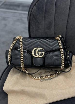 Сумка шкіряна преміум класу повний комплект фурнітурою золото у стилі гуччи