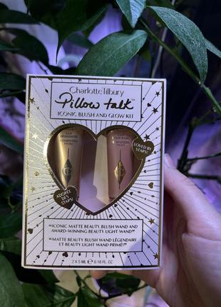 Подарунковий набір charlotte tilbury pillow talk iconic blush & glow kit рум'яна та хайлайтер 2x5 мл