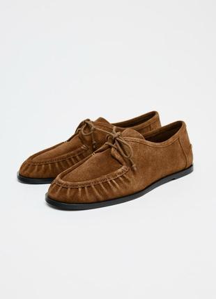 Лоферы soft zara из натуральной замши