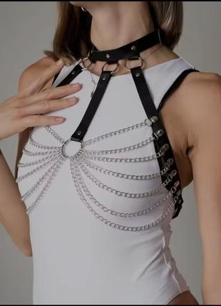 Портупея з еко-шкіри з  ланцюгами