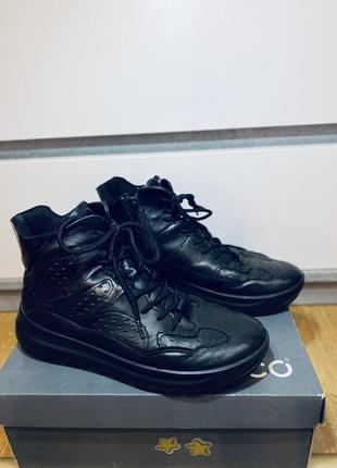 Кожаные сапоги зима осень ecco
