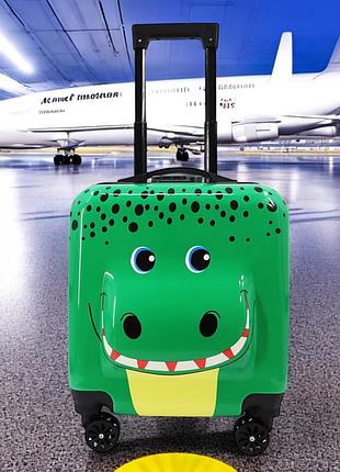 Детский чемодан h&h green dinosaur abs-пластик на 4 колесиках 35 литров с кодовым замком