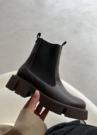 Демісезонні шоколадні челсі з натуральної шкіри