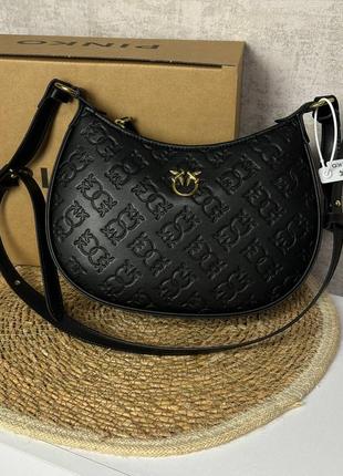 Черная сумка half moon bag simply ginger with leather buckle