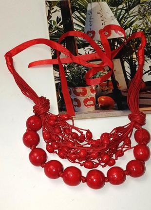Намисто ручної роботи червоного кольору дизайнерська прикраса+подарунок