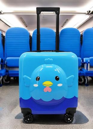 Детский чемодан h&amp;h blue chicken abs-пластик на 4 колесиках 35 литров с кодовым замком