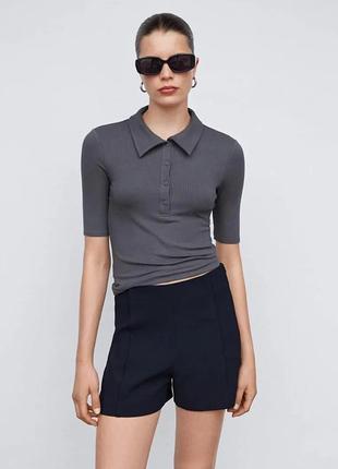 Футболка поло mango сірий графіт поло в рубчик джемпер zara mango