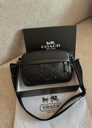 Сумка coach коуч коач месенжер шкіряний через плече