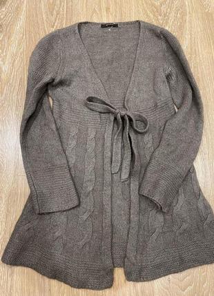 Шерстяной премиальный кардиган sfizio  тауп мохер в составе