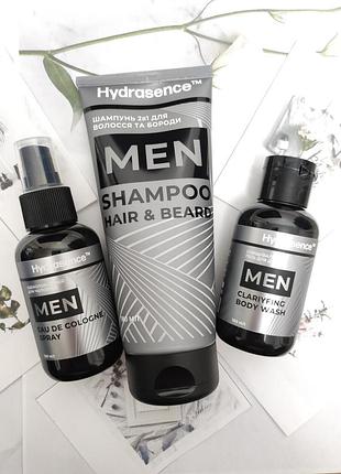 Чоловічий набір шампунь гель одеколон hydrasence