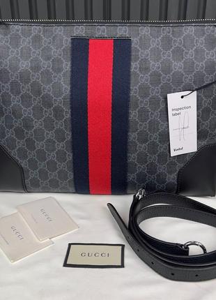 Gucci gg supreme web crossboddy messenger bag оригінальна сумка кросбоді