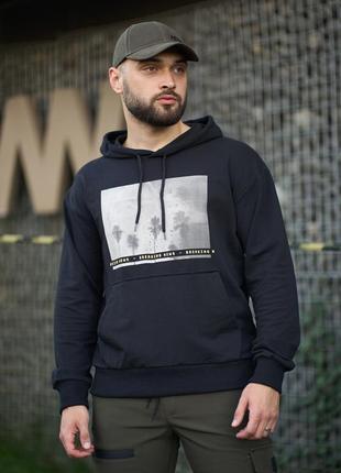 Худи мужское с принтом «breaking news» черное