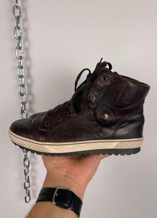 Высокие женские кожаные утепленные кеды ботинки gabor leather